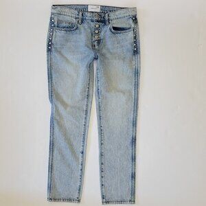 Current Elliott Zig Zag Fling Relaxed boyfriend Studs Jean, Light Blue